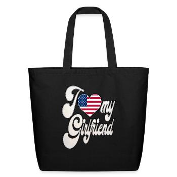 USAI Love My American Girlfriend - Eco-Friendly Cotton Tote - black - Front
