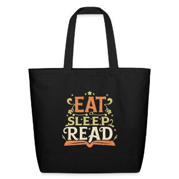 Eat Sleep Read Funny Reading - Eco-Friendly Cotton Tote - black - Front