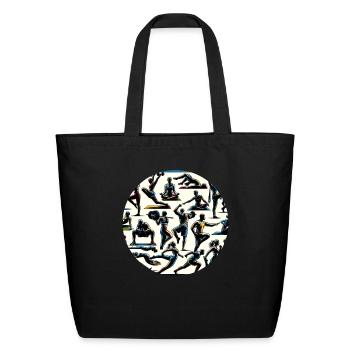 Energizing Fitness & Yoga Poses Collection - Eco-Friendly Cotton Tote - black - Front