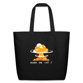 Linux Funny Linux Command Sudo RM RF for Men - Eco-Friendly Cotton Tote - black - Front