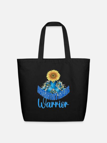 Huntington's disease awareness sunflower - Eco-Friendly Cotton Tote - black