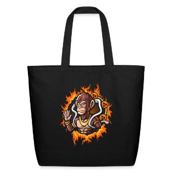 Goddes Ape With Halftone Fire Background - Eco-Friendly Cotton Tote - black - Front