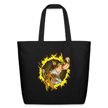 Mad Gods With Halftone Fire Background - Eco-Friendly Cotton Tote - black - Front