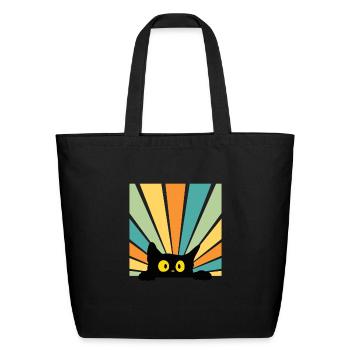 funny cat - Eco-Friendly Cotton Tote - black - Front