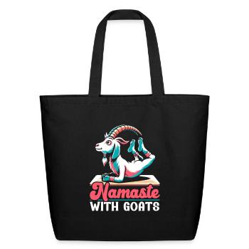 Funny Goat Yoga Meditation Yoga Instructor Namaste - Eco-Friendly Cotton Tote - black - Front