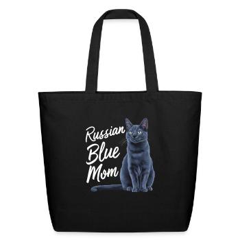 Russian Blue Mom - Eco-Friendly Cotton Tote - black - Front