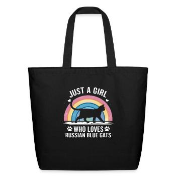 Just A Girl Who Loves Russian Blue Cats - Eco-Friendly Cotton Tote - black - Front
