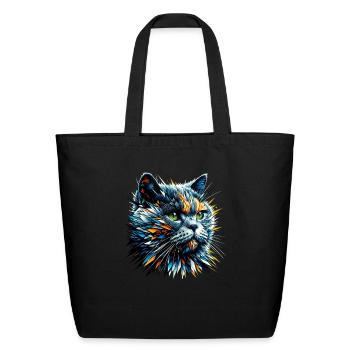 Polygon Art British Shorthair Cat British Blue - Eco-Friendly Cotton Tote - black - Front