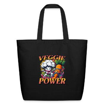 Cartoon Karate Cauliflower and Carrot fighting - Eco-Friendly Cotton Tote - black - Front