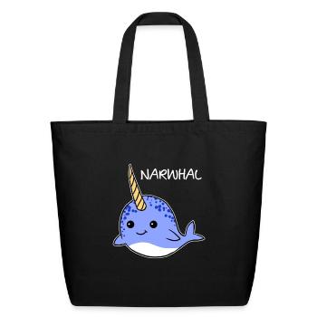 Cute Narwhal Unicorn Of The Sea Cool Sea Animal - Eco-Friendly Cotton Tote - black - Front