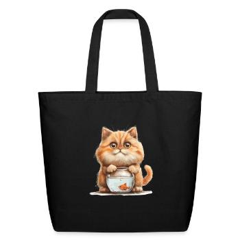 Funny Cat - Eco-Friendly Cotton Tote - black - Front