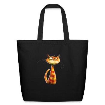 Funny Cat - Eco-Friendly Cotton Tote - black - Front