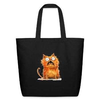 Funny Cat - Eco-Friendly Cotton Tote - black - Front