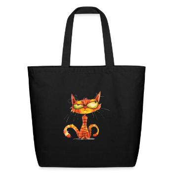 Funny Cat - Eco-Friendly Cotton Tote - black - Front