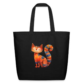 Funny Cat - Eco-Friendly Cotton Tote - black - Front