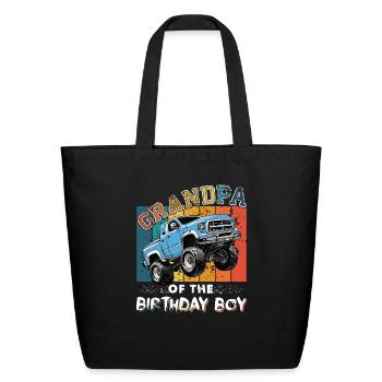 Grandpa of the Birthday Boy Monster Truck Party - Eco-Friendly Cotton Tote - black - Front