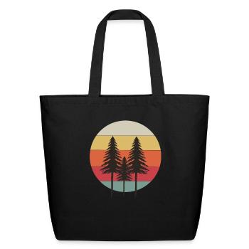 pine tree sunset - nature - Eco-Friendly Cotton Tote - black - Front