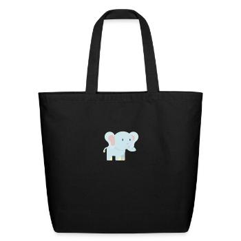 Baby Elephant Heart T-Shirt Funny Lovely Elephant - Eco-Friendly Cotton Tote - black - Front