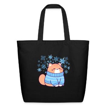 Blue party cat - Eco-Friendly Cotton Tote - black - Front