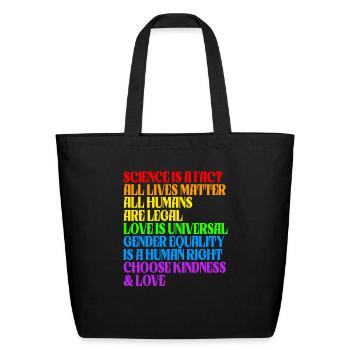 Human rainbow flag pride human rights LGBTQ - Eco-Friendly Cotton Tote - black - Front