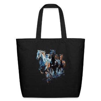 Horses - Eco-Friendly Cotton Tote - black - Front