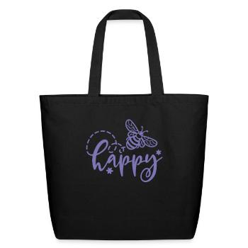 Abeille Heureuse Inspiration Motivante - Sac fourre-tout en coton naturel - noir - Devant