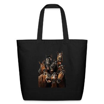 Horses - Eco-Friendly Cotton Tote - black - Front