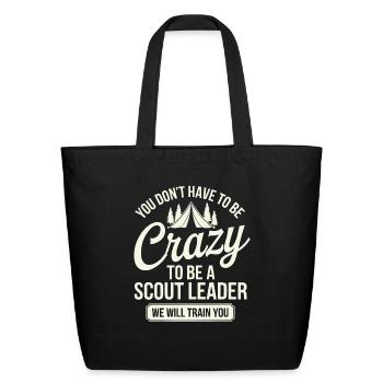 Scout Leader Scouting Campfire Camping Tent - Eco-Friendly Cotton Tote - black - Front