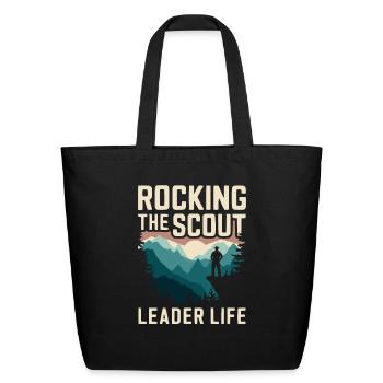 Scout Leader Scouting Campfire Camping Tent - Eco-Friendly Cotton Tote - black - Front