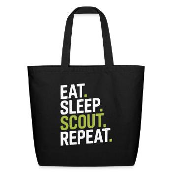 Scout Leader Scouting Campfire Camping Tent - Eco-Friendly Cotton Tote - black - Front