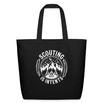 Scout Leader Scouting Campfire Camping Tent - Eco-Friendly Cotton Tote - black - Front