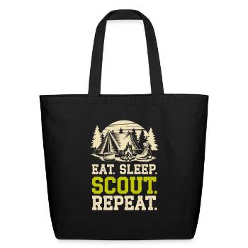 Scout Leader Scouting Campfire Camping Tent - Eco-Friendly Cotton Tote - black - Front