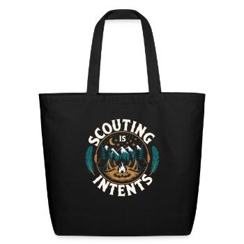 Scout Leader Scouting Campfire Camping Tent - Eco-Friendly Cotton Tote - black - Front
