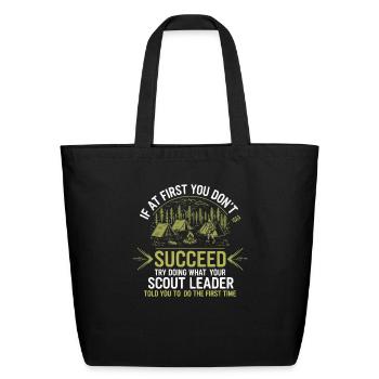 Scout Leader Scouting Campfire Camping Tent - Eco-Friendly Cotton Tote - black - Front