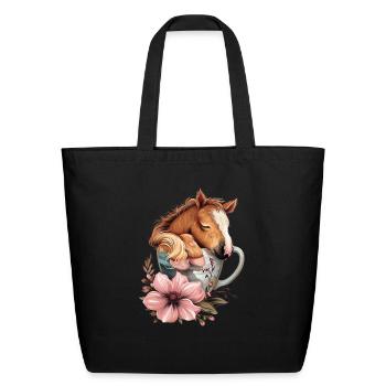 Horse - Eco-Friendly Cotton Tote - black - Front