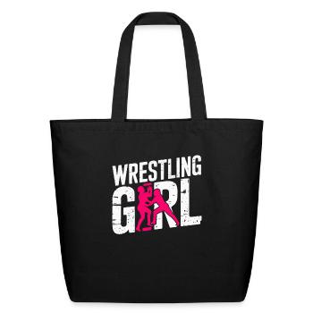 Girls Wrestling Wrestle Grappling Wrestler Girl - Eco-Friendly Cotton Tote - black - Front