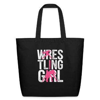 Girls Wrestling Wrestle Grappling Wrestler Girl - Eco-Friendly Cotton Tote - black - Front