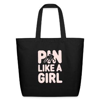 Girls Wrestling Wrestle Grappling Wrestler Girl - Eco-Friendly Cotton Tote - black - Front