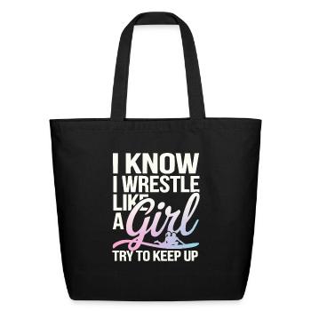 Girls Wrestling Wrestle Grappling Wrestler Girl - Eco-Friendly Cotton Tote - black - Front