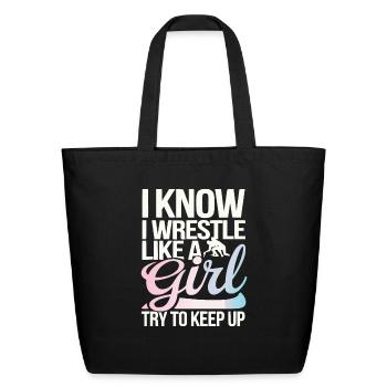 Girls Wrestling Wrestle Grappling Wrestler Girl - Eco-Friendly Cotton Tote - black - Front