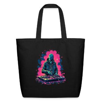 Alien Extraterrestrial DJ Music - Eco-Friendly Cotton Tote - black - Front