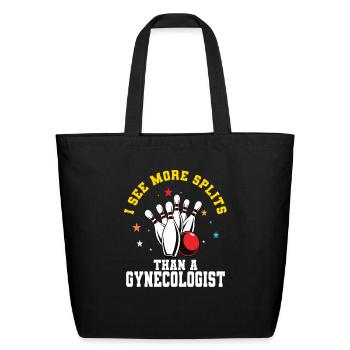 More Splits Than a Pro Funny Bowling Lover Gift - Eco-Friendly Cotton Tote - black - Front
