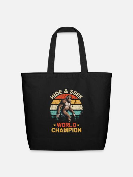 Hide and Seek World Champion Bigfoot Gift - Eco-Friendly Cotton Tote - black