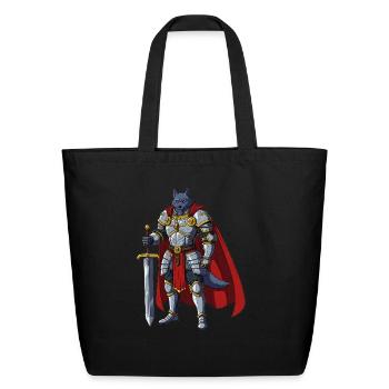 Wolf knight with cape - Eco-Friendly Cotton Tote - black - Front