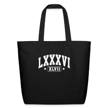 Roman Numeral Varsity Design - Eco-Friendly Cotton Tote - black - Front