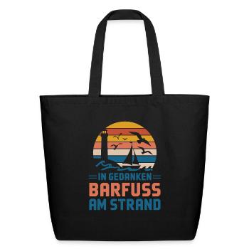 Baltic Sea Coast Barefoot On The Beach - Eco-Friendly Cotton Tote - black - Front