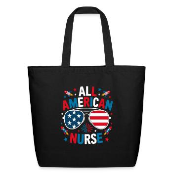 All American Nurse - Eco-Friendly Cotton Tote - black - Front