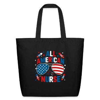 All American Nurse - Eco-Friendly Cotton Tote - black - Front