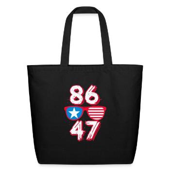 "8647" Star & Stripes Sunglasses Graphic Design - Eco-Friendly Cotton Tote - black - Front