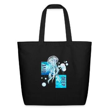 Abyssal Jelly Luminous Depth Journey - Eco-Friendly Cotton Tote - black - Front